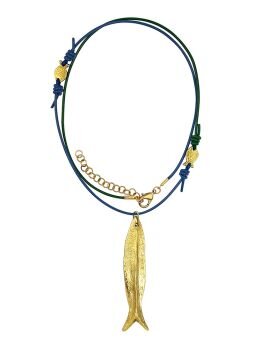 Довга підвіска bicolor з сардиною_Gold